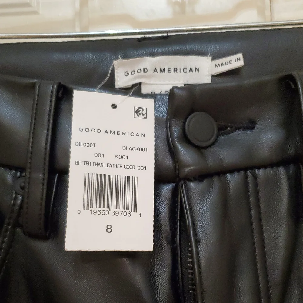 Good American Black Iconic Leather Trousers. NWT - Picture 1 of 7